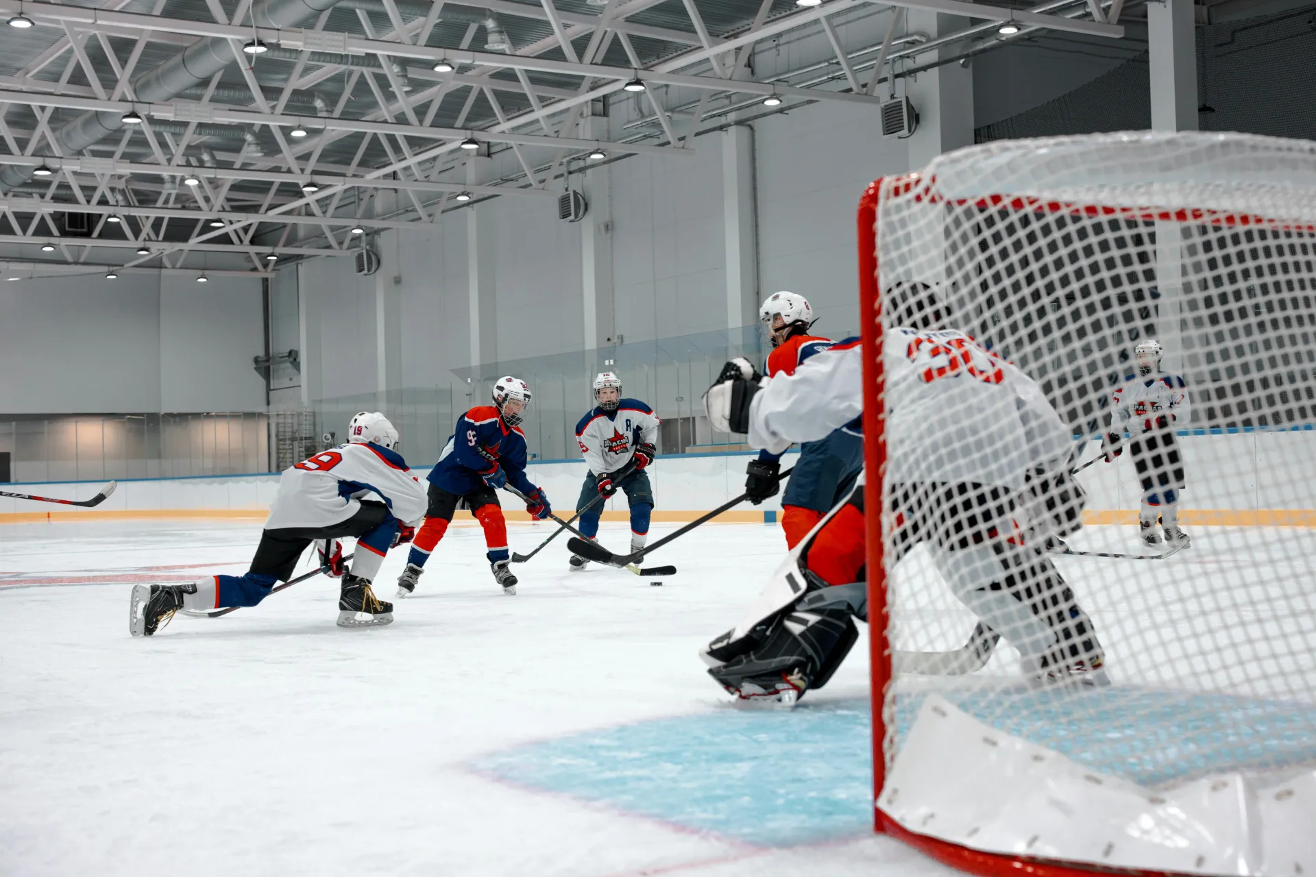 group of hockey players skating on ice
